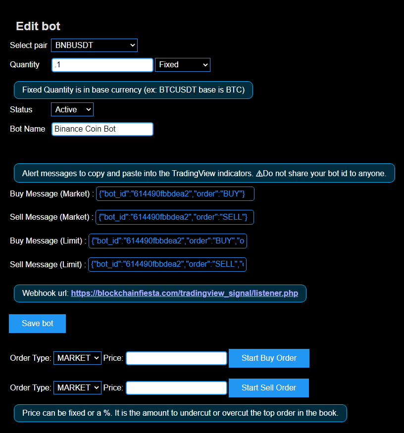 Bot details page
