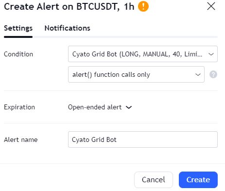 Grid Bot Alert Creation